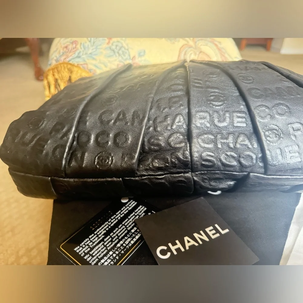 Chanel Black Leather Clutch with Quilted Detail